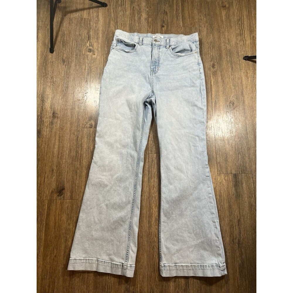 SPANX Jeans Flare Blue Wash Wide Bell Bottoms Bootcut Women's 18 / 34 x 32